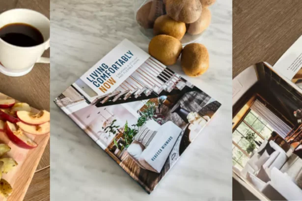 Modern coffee table books styled on marble surface