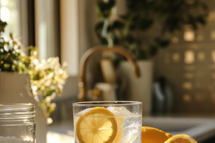 Electrolyte hydration powder in a glass of water