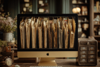 A computer screen displaying neatly filed folders, symbolizing a digital filing system for a productive lifestyle.
