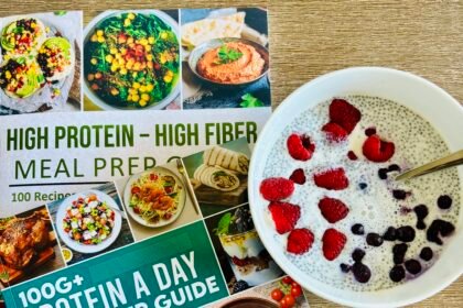 Stack of high-protein books published through print-on-demand with no inventory