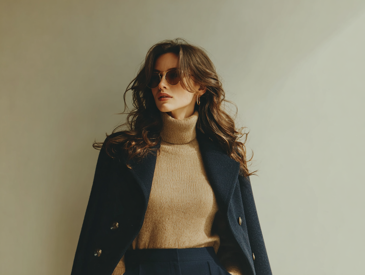 Confident woman in elegant coat and sunglasses symbolizing self-trust and inner clarity