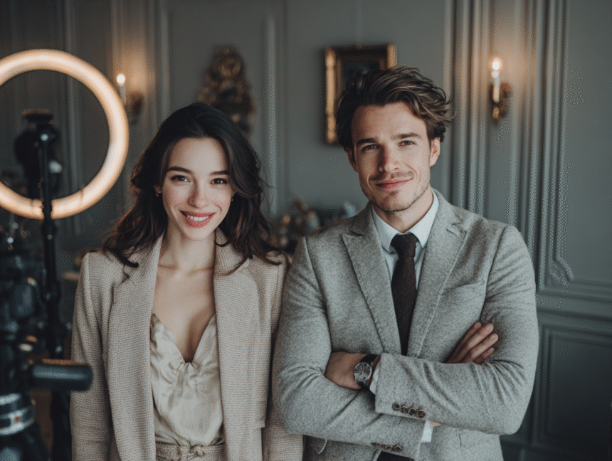 Modern content creator and creative entrepreneur standing in a studio space