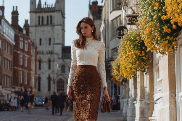 Stylish woman walking confidently in a historic city street, symbolizing financial literacy and personal growth