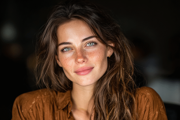 Woman reflecting calmly in front of a screen, symbolizing inner clarity and self-awareness