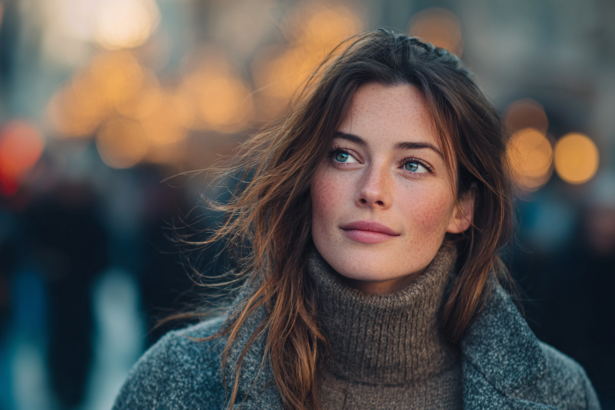 A naturally beautiful woman with glowing skin, minimal makeup, and soft lighting, representing the quiet shift toward elegant, minimalist beauty.