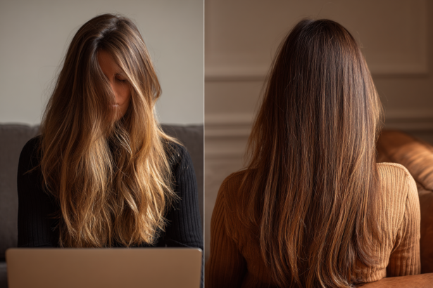 Woman sitting alone with a laptop, quietly writing, symbolizing self-expression, reflection, and writing as a form of self-awareness.