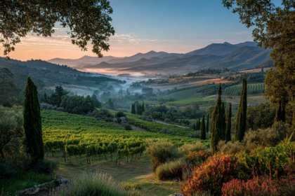 Intentional spending and financial freedom represented by a peaceful Tuscany landscape symbolizing abundance and meaningful living