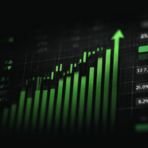 Stock market growth chart representing artificial intelligence investments and long-term technology trends