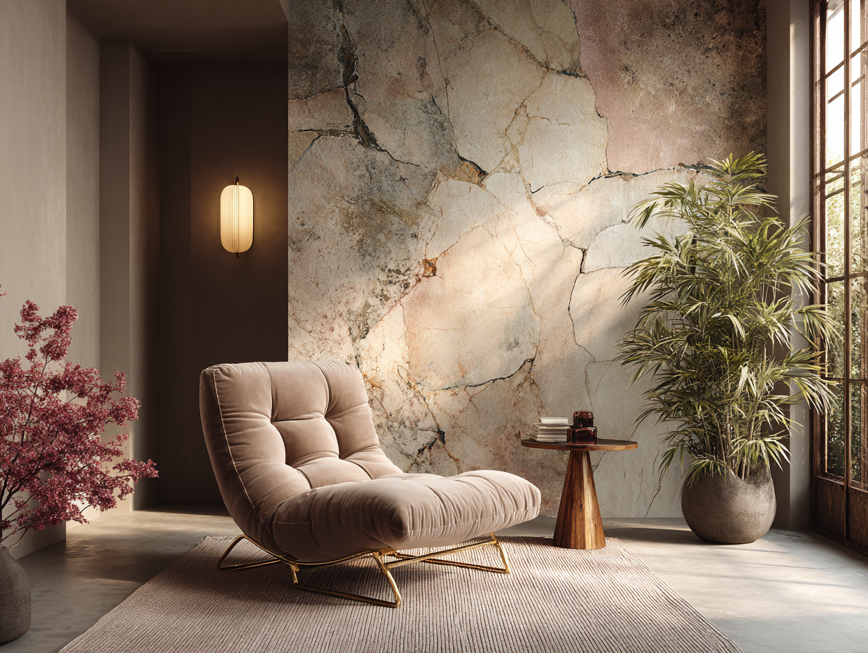 Thought processing corner featuring a plush lounge chair, soft rug, side table, greenery, and warm natural light in an intentional home