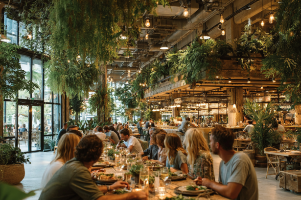 A group of people sharing a meal in a warm, intentional space, symbolizing how the people you spend the most time with shape your life and energy.