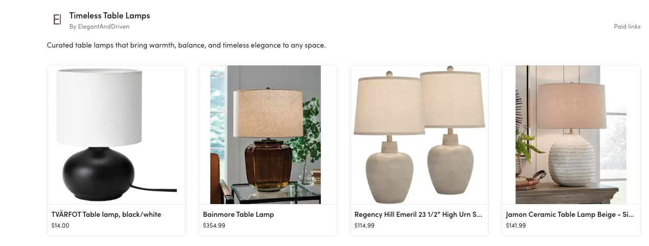 A curated collection of timeless table lamps selected by Elegant & Driven, featuring ceramic, neutral, and modern classic designs.