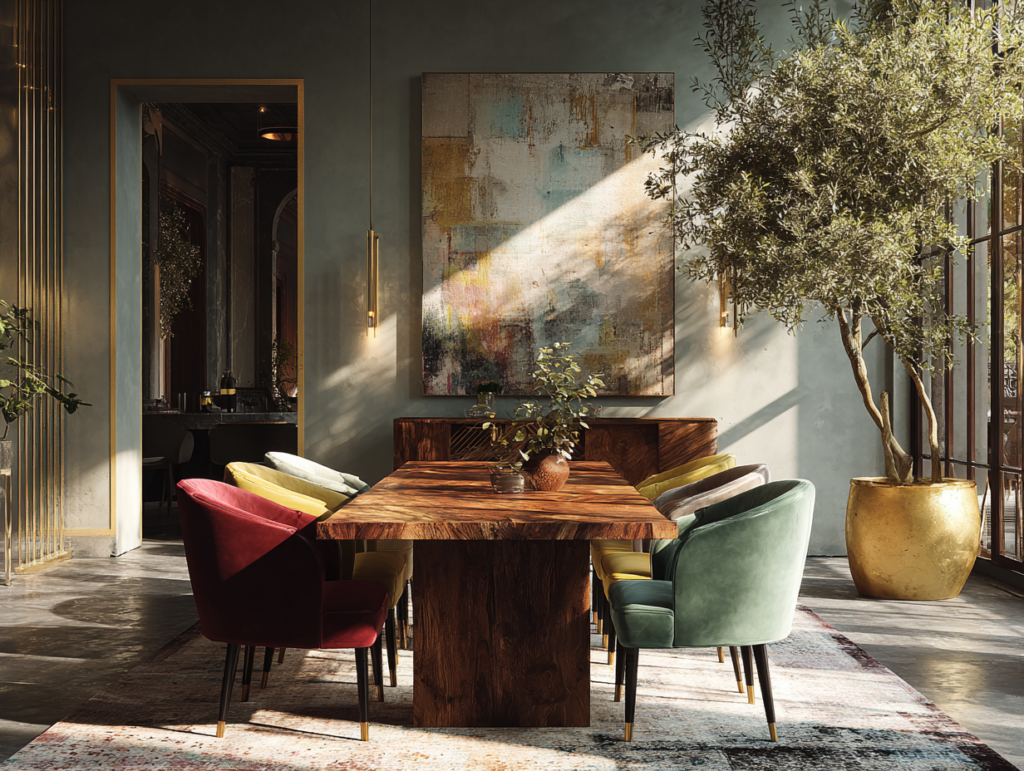 The Bold Dining Table: Why Mixed Velvet Chairs Create Drama