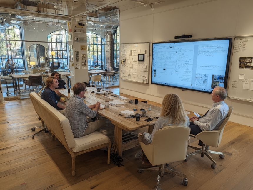 Business team reviewing systems and processes to scale company growth sustainably