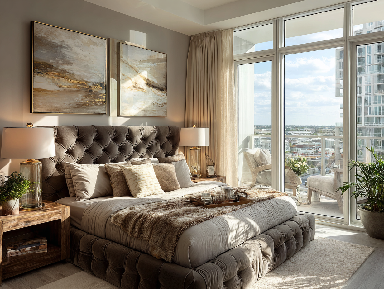 Elegant organized bedroom with natural light representing calm, simplicity, and a home that is easy to maintain