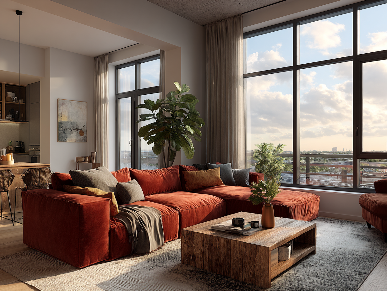 Elegant and organized living room with natural light and modern decor representing clarity, calm, and intentional living