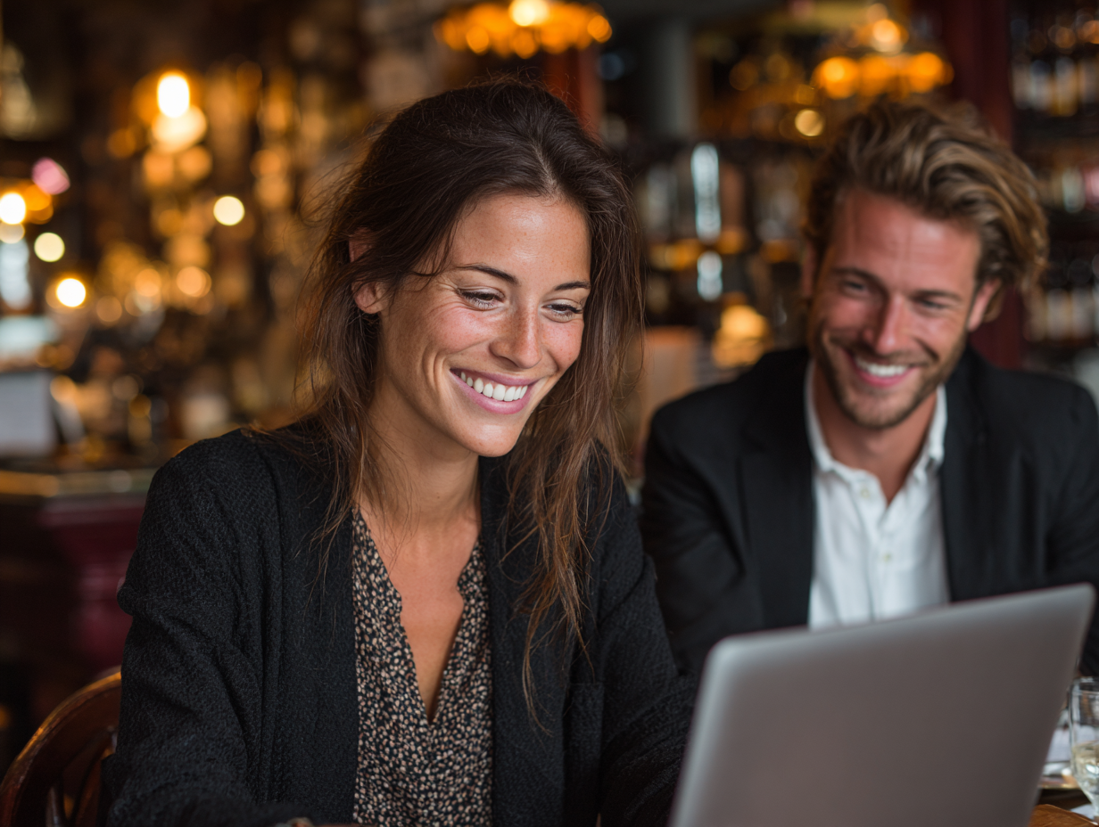 Elegant woman reviewing finances and planning a calm, organized financial life