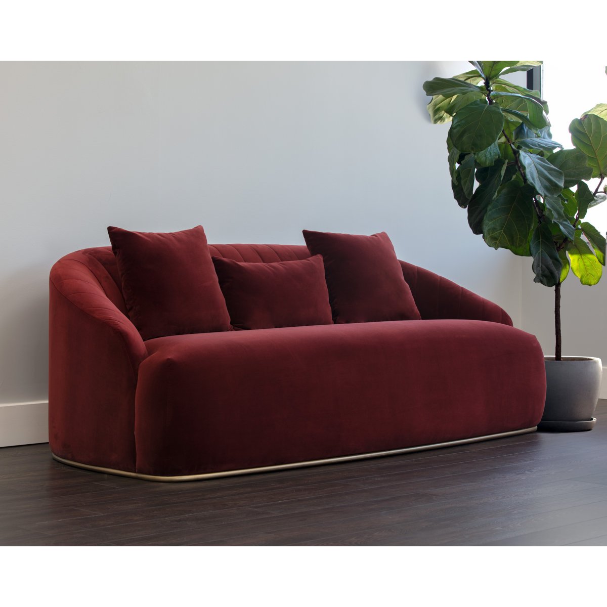 Aladdin 78" Velvet Sofa, red velvet