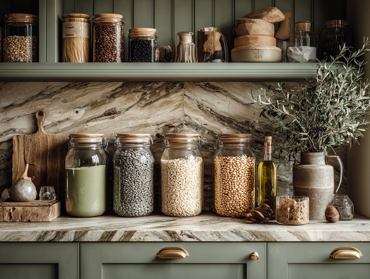 Pantry jars of wholesome staples
