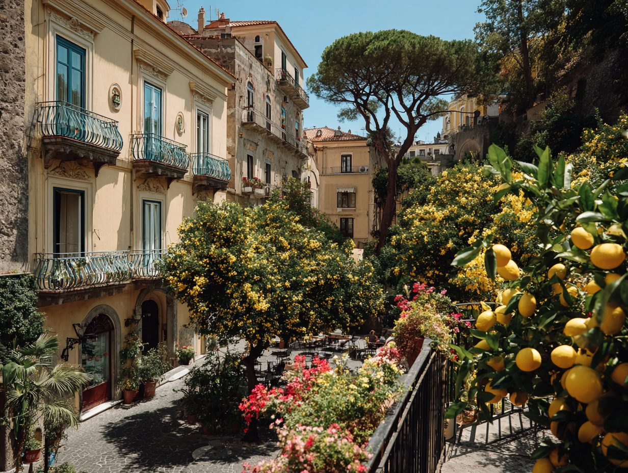 Lemon trees heavy with fruit in Sorrento, Italy
