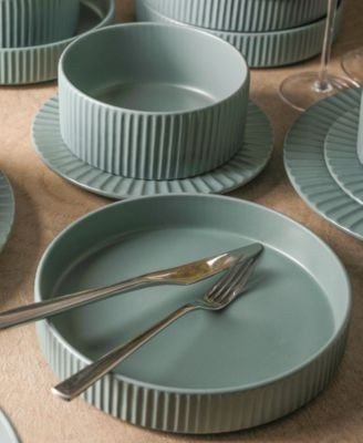 Christian Siriano ribbed dinnerware in a soft sage tone