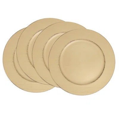 Gold brushed round charger plates, set of four