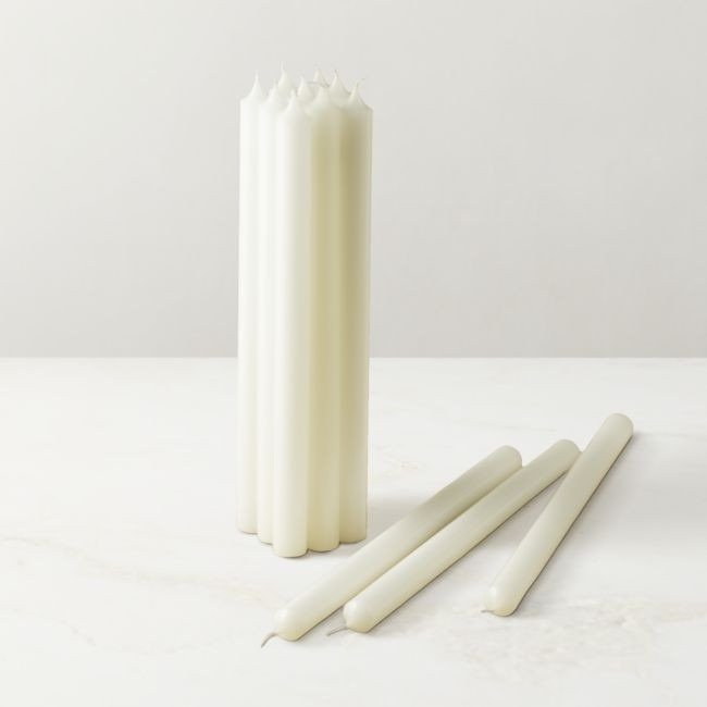 Warm white taper candles, set of twelve