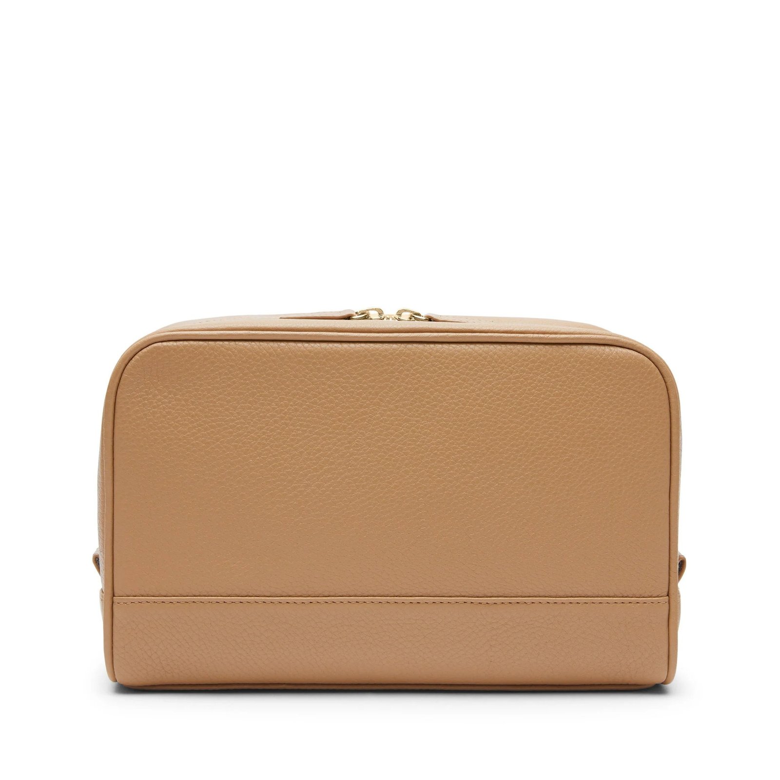 Leatherology top-zip toiletry bag in camel