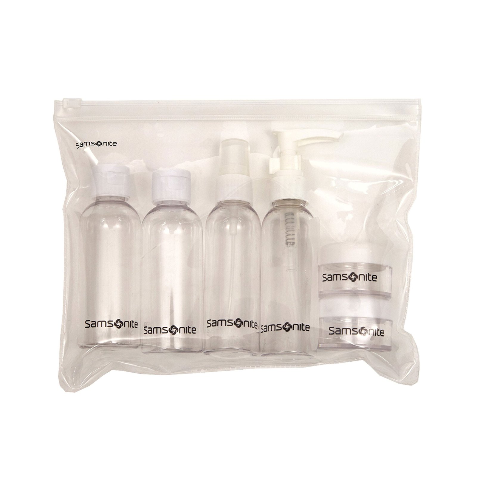 Samsonite six-piece clear travel bottle set