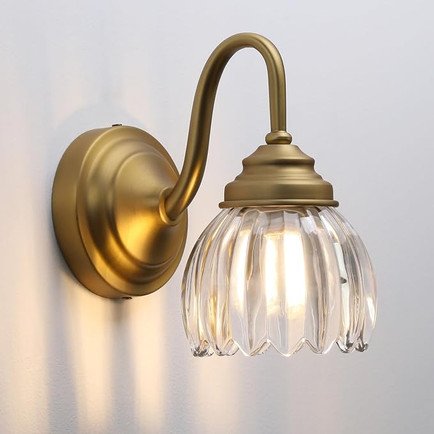 Phansthy Vintage Brass Wall Sconces with Tulip Glass Lampshade