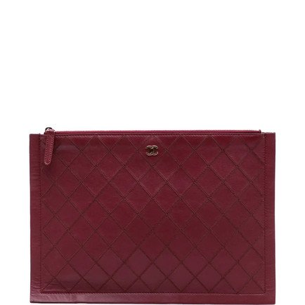 CHANEL Pre-Owned CC Stitched Lambskin clutch bag, red