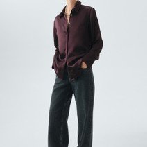 Mango 100 percent silk satin shirt, burgundy